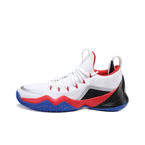PEAK Power Collection Амортизаторы Шок Устойчивость к истиранию Низкий Топ Баскетбольные кроссовки Мужские Белый Красный
