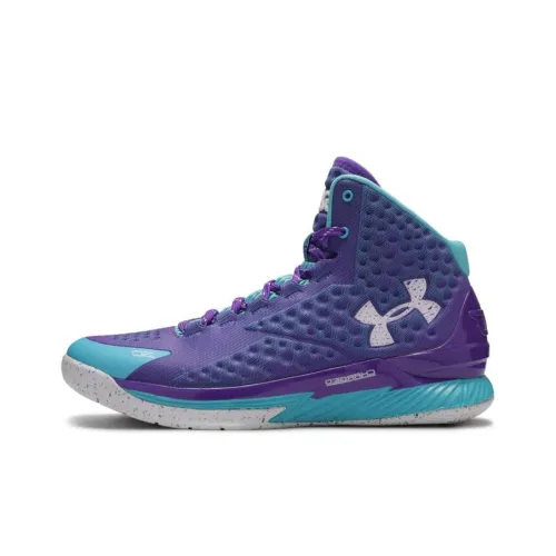 Under Armour Curry 1 Father And Son High Топ Баскетбольные кроссовки для игры Мужской Фиолетово-синий