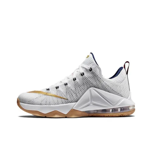 Nike LeBron 12 Low USA Джеймс 12 Non Нижняя юбка Легкий Низкий Топ Баскетбольные кроссовки для игры Мужской Белый