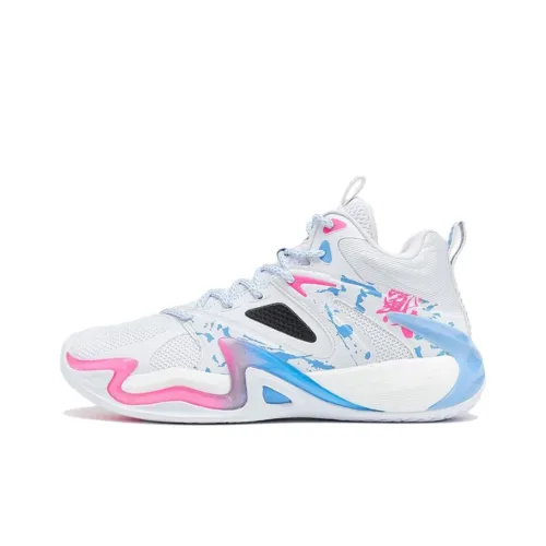 XTEP Устойчивый к истиранию Дышащий MID Баскетбольные кроссовки Мужские Белый Синий