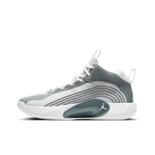 Jordan Jumpman 2021 Амортизация Противоскользящий Устойчивый к истиранию Отскок MID Баскетбольные кроссовки Мужской Серый Белый