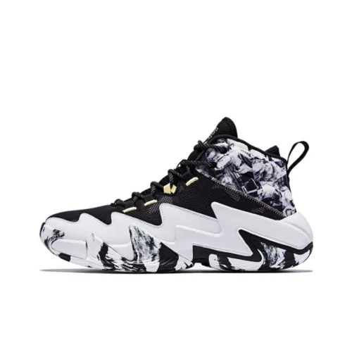 QIAODAN Broken Shadow 2,0 Slip-Resistant Abrasion-Resistant MID Баскетбольные кроссовки Мужские Черный Белый