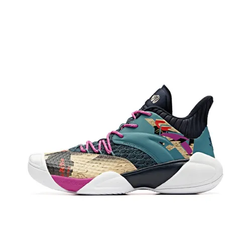 ANTA Амортизаторы Slip-on Устойчивый к истиранию MID Баскетбольные кроссовки для игры Мужской Желтый Зеленый Фиолетовый