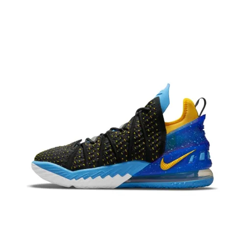 Nike Lebron 18 EP 'Minneapolis Лейкерс' MID Топ Баскетбольные кроссовки для игры Мужской Черный синий желтый