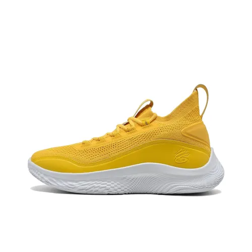Under Armour Curry 8 MID Баскетбольные кроссовки Топ Унисекс Белый Желтый