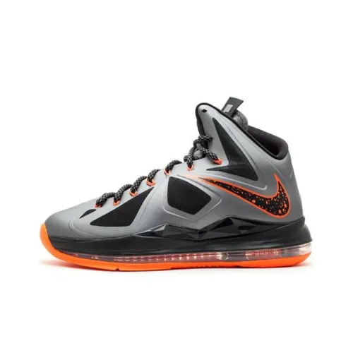 Nike Lebron 10 Lava James 10 Нелипкий Легкий Высокий Топ Баскетбольные Кроссовки Мужской Серый Черный