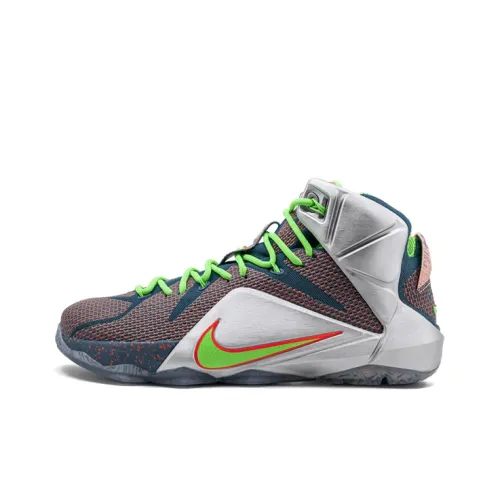 Nike Lebron 12 Trillion Dollar Man Джеймс 12 Non Slip Легкий MID Баскетбольные кроссовки для игры Мужской Серебряный Синий