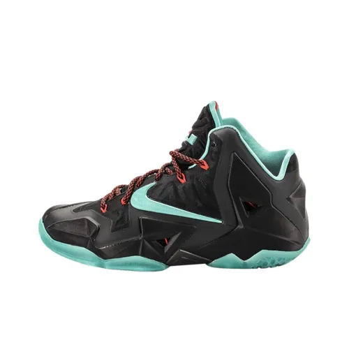 Nike Lebron 11 Diffused Нефритовый Джеймс 11 Non Slip Легкий Высокий Топ Баскетбольные кроссовки Мужской Черный Зеленый