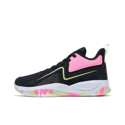 XTEP Slip-resistant Abrasion-resistant Low-top Basketball Shoes for Play Men's Black Peach Pink