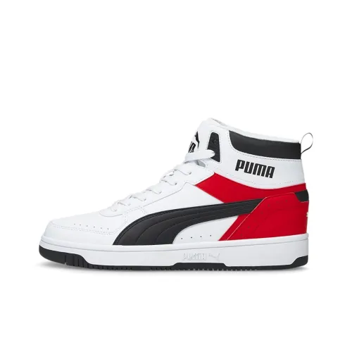 PUMA Rebound Joy Амортизаторы Shock противоскользящие устойчивые к истиранию высокий топ баскетбольные кроссовки Унисекс Черный Белый