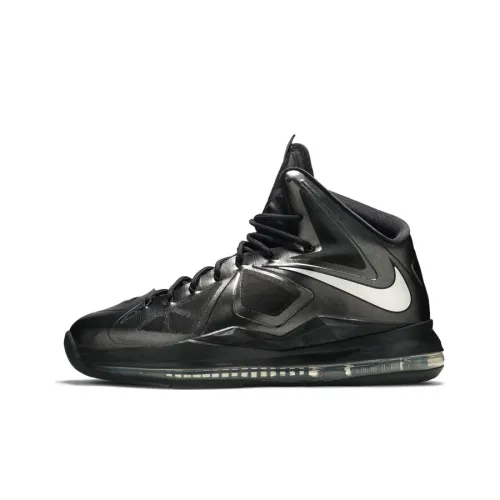 Nike Lebron 10 Угольный Slip-Resistant Abrasion-Resistant Высокий Топ Баскетбольные кроссовки для игры Мужской Черный