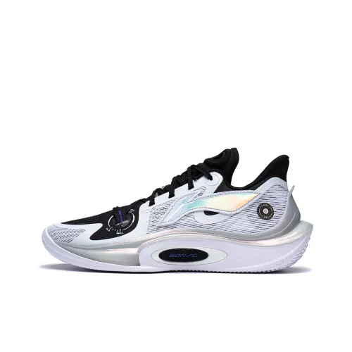 LiNing SONIC 11 Звезды Устойчивые к износу Дышащие Низкие Баскетбольные кроссовки Мужские Белый Черный Серебряный