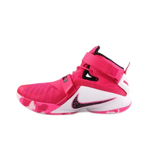 Nike Zoom Soldier 9 Breast Рак Нескользящий Легкий MID Баскетбольные кроссовки Мужской Белый Розовый