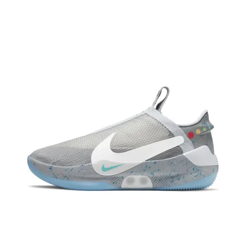 Nike Adapt BB MAG Wolf GREY Returns To Future Низкие баскетбольные кроссовки для игры Мужской Серый Синий Азиатская Версия