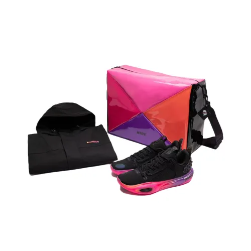 LINING All City 11 Устойчивый к истиранию Дышащие Высокие Баскетбольные Кроссовки Мужские Черный Красный Рассвет Закат