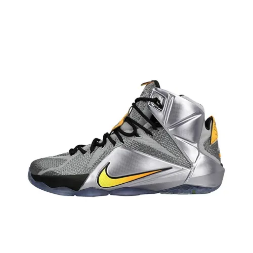 Nike Lebron 12 Pilot Non Slip Легкий Высокий Топ Баскетбольные Кроссовки Мужские Серебристо-Серый