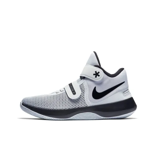 Nike Precision 2 Air FlyEase Амортизация Ударопрочный MID Топ Баскетбольные кроссовки для игры Мужской Черный Белый
