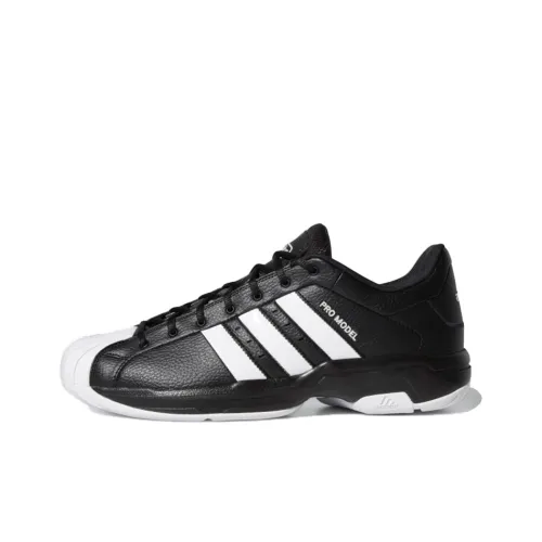 Adidas PRO Model 2G Low Амортизация Устойчивый к истиранию Дышащий Низкий Верх Баскетбольные кроссовки Мужские Черный Белый