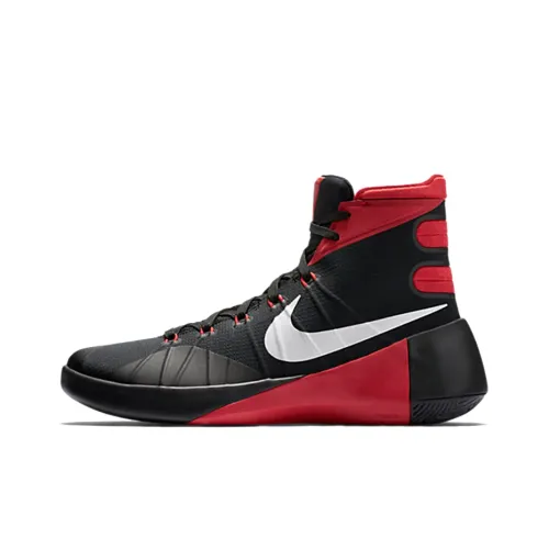 Nike Hyperdunk 2015 Амортизация Противоскользящее покрытие Высокий топ Баскетбольные кроссовки Мужские Черный Красный Международная версия