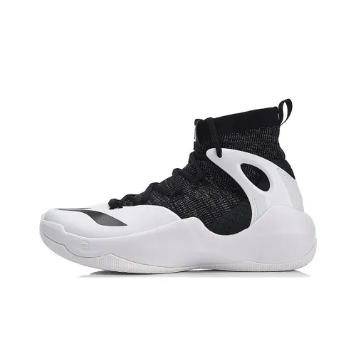 LINING SONIC 6 V2 Амортизаторы Шок Резистентность к Износу Высокий Топ Баскетбольные Кроссовки Мужские Черный Белый