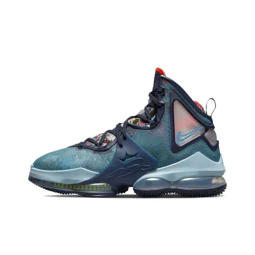 Nike Lebron 19 High Топ Баскетбольные кроссовки для игры Мужской Синий