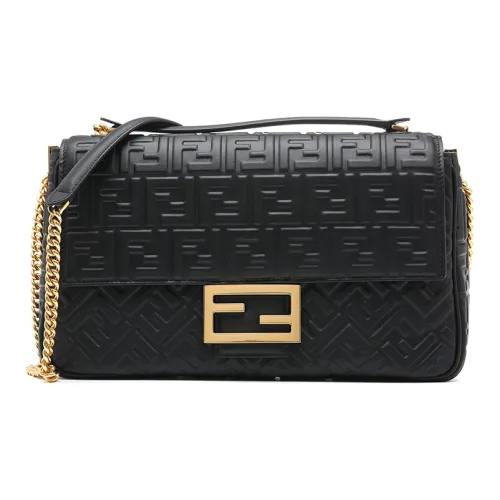 FENDI Baguette Овчина Сумка Baguette Сумка через плечо Сумка на плечо Большая Женская Черная