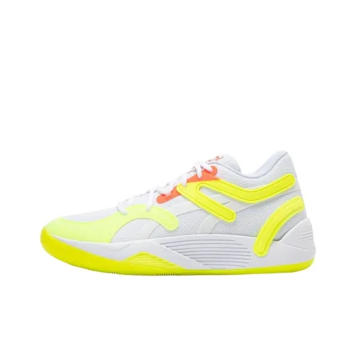 PUMA Trc Blaze Court Светящийся Stick Устойчивый к истиранию Низкий Топ Баскетбольные кроссовки Мужские Белый Желтый
