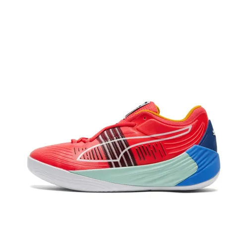 PUMA Fusion Nitro Амортизация Износостойкие Низкие Баскетбольные Кроссовки для Игры Унисекс Красный Синий