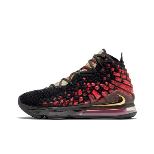 Nike Lebron 17 E EP 'Courage' Драконий узор Высокие баскетбольные кроссовки для игры Унисекс Черный Красный
