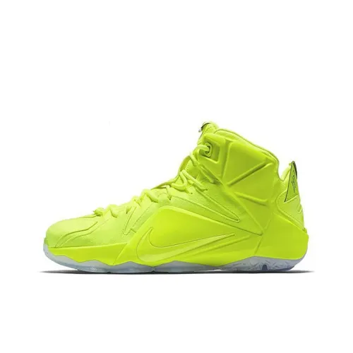 Nike Lebron 12 EXT Теннис Мяч Противоскользящий Высокий Топ Баскетбольные Кроссовки для Игры Мужской Неон Зеленый
