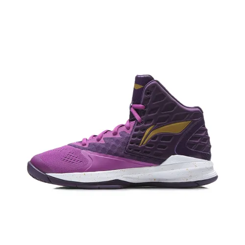 Лайнер Unpredictable Амортизация Высокий Топ Баскетбольные Кроссовки для Игры Унисекс Фиолетовый Золото