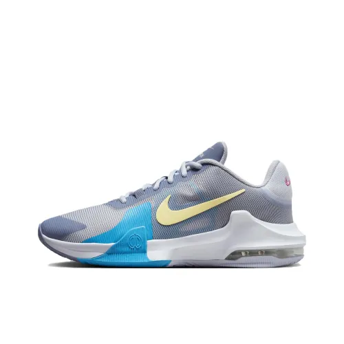 Nike Air Max IMPACT 4 Амортизация Износостойкий Низкий Топ Баскетбольные Кроссовки Унисекс Серый Синий