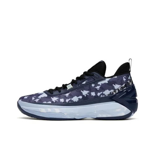 ANTA Attack 5 Амортизирующие баскетбольные кроссовки с низким верхом устойчивые к истиранию мужские синий камуфляж
