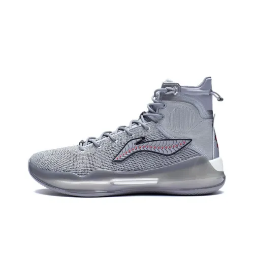 LiNing YuShuai 13 Boom Slip-resistant Abrasion-resistant High Top Basketball Shoes Men's Gray LiNing YuShuai 13 Boom Противоскользящие Устойчивые к износу Высокие Баскетбольные Кроссовки Мужские Серые