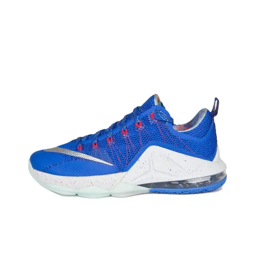 Nike LeBron 12 Low Hyper Кобальт Slip-resistant Abrasion-resistant Low-top Баскетбольные кроссовки Мужской Синий