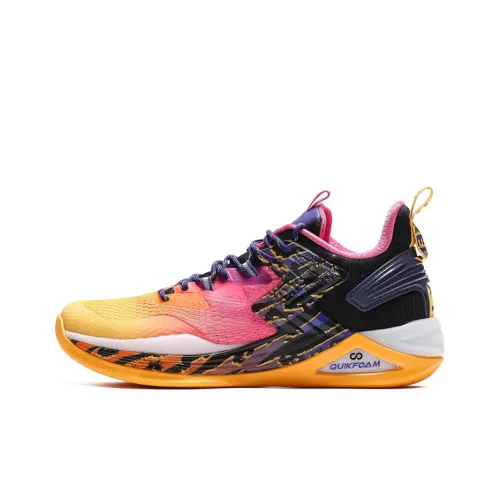 361° Q Bouncy Slip-resistant Abrasion-resistant Coating Support Balance MID Basketball Shoes Men's Orange Pink