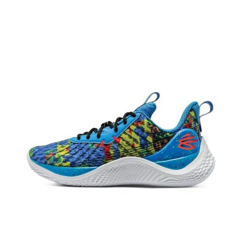 Under Armour Curry 10 'SOUR Patch Детские Низкие Баскетбольные Кроссовки для Игры Унисекс Синий