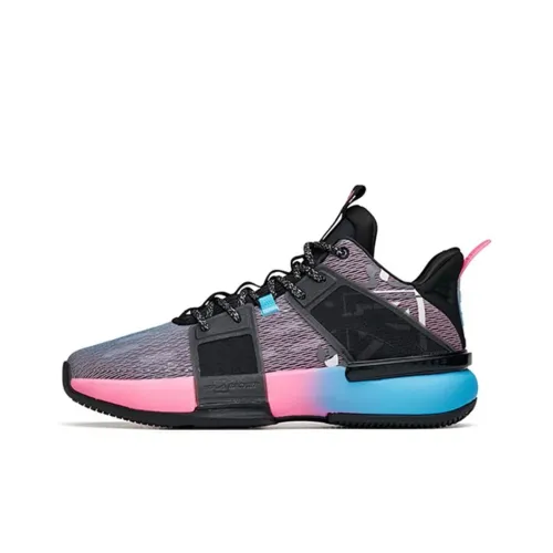 ANTA Impact 3 Амортизирующие подошва Устойчивая к истиранию MID Баскетбольные кроссовки Мужские Черный Розовый Синий