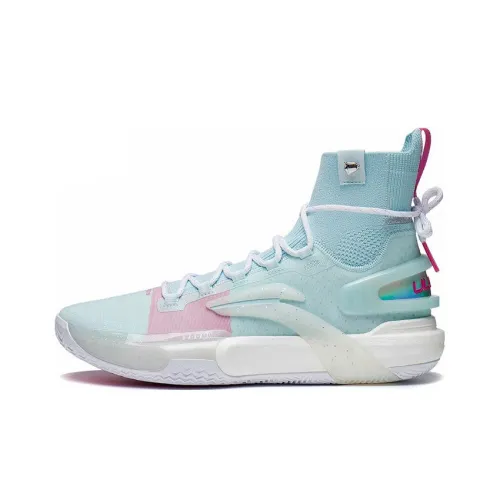 LiNing Speed 9 Ultra Амортизаторы Уменьшающие потрясения Противоскользящие Устойчивые к истиранию Высокий топ Баскетбольные кроссовки Мужские Светло-синие