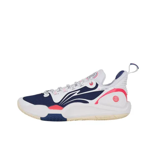 LiNing Speed 9 Амортизаторы Slip-resistant и устойчивые к истиранию Низкий топ Баскетбольные кроссовки Мужские Синий Белый