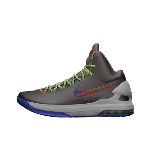 Nike KD 5 Splatter Anti-Slip Легкий Высокий Топ Баскетбольные Кроссовки Мужские Серые