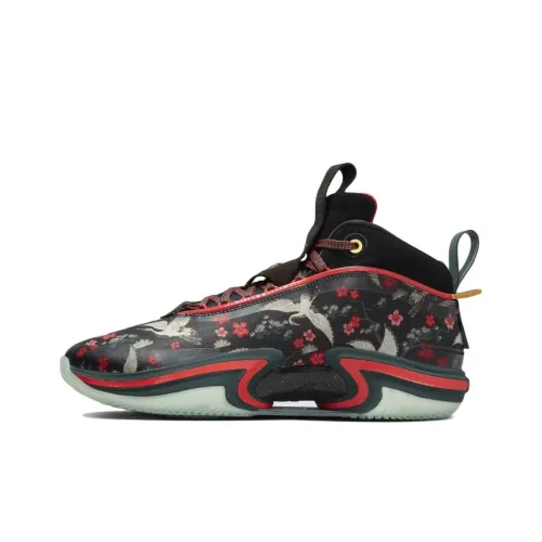 RUI Hachimura x Jordan Air Джордан 36 Амортизация Износостойкие Высокие Баскетбольные Кроссовки Мужские Черные Красные