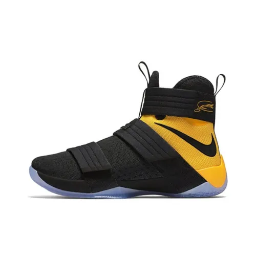 Nike Zoom Soldier 10 Черный Uni Золотой LeBron Нескользящий Легкий Высокий Топ Баскетбольные Кроссовки Мужской Черный Желтый