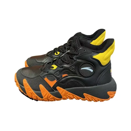 Naruto x ANTA Slip-Resistant Abrasion-Resistant MID Баскетбольные кроссовки Мужской Черный Оранжевый