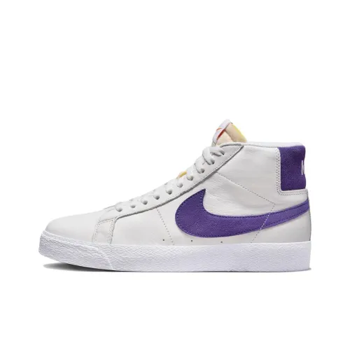 Nike Blazer Mid Устойчивый к истиранию Дышащий MID Скейтбординг Кроссовки Мужские Белый Фиолетовый