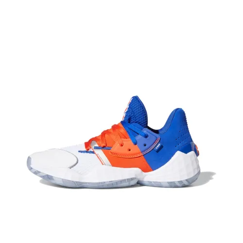 Adidas Harden Vol. 4 Амортизация Износостойкий MID Топ Баскетбольные кроссовки Мужской Синий Оранжевый Белый