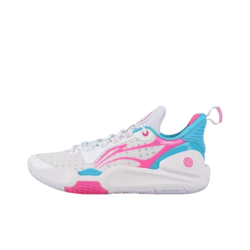 LiNing Speed 9 Амортизаторы Slip-resistant и устойчивые к истиранию Низкий топ Баскетбольные кроссовки Мужские Белый Розовый