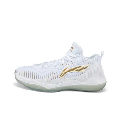 Лайнер YuShuai 11 CBA League PE Anti-Slip Lightweight Low Top Баскетбольные кроссовки Мужские White Gold