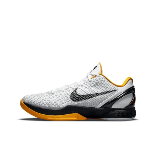 Nike Zoom Kobe 6 Low Топ Баскетбольные кроссовки Унисекс Черный Белый Желтый