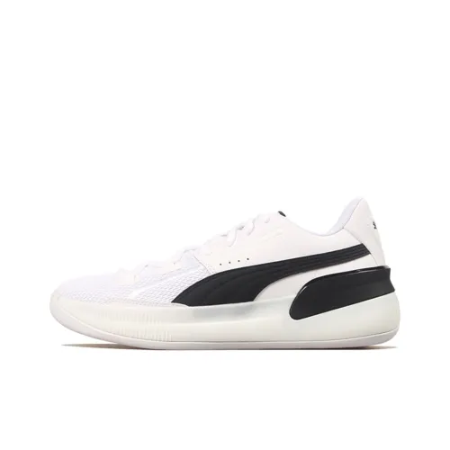 PUMA Clyde Hardwood Team Устойчивые к истиранию Низкие Баскетбольные Кроссовки для Игры Унисекс Белый Черный